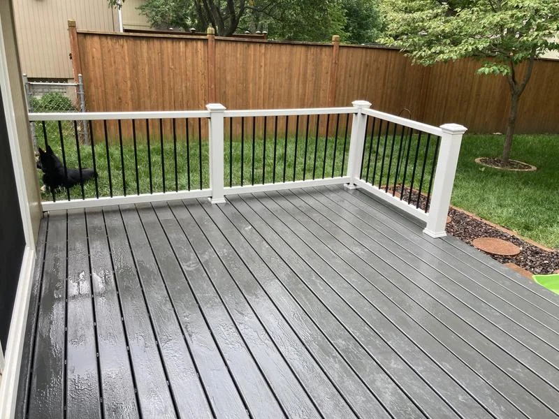 Composite deck with white rail package - Real jobsite photo