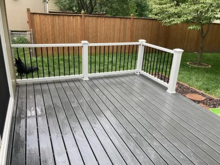 Composite deck with white rail package in Holmdel, NJ - Eager Beaver Decks