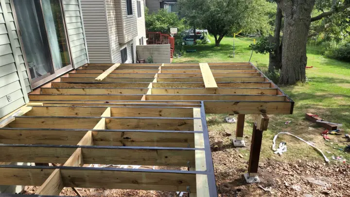 Framing layout before decking in Montclair, NJ - Eager Beaver Decks