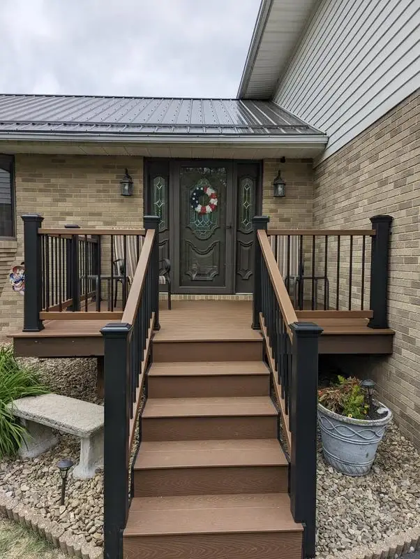 Front entry composite landing in Staten Island, NY - Eager Beaver Decks